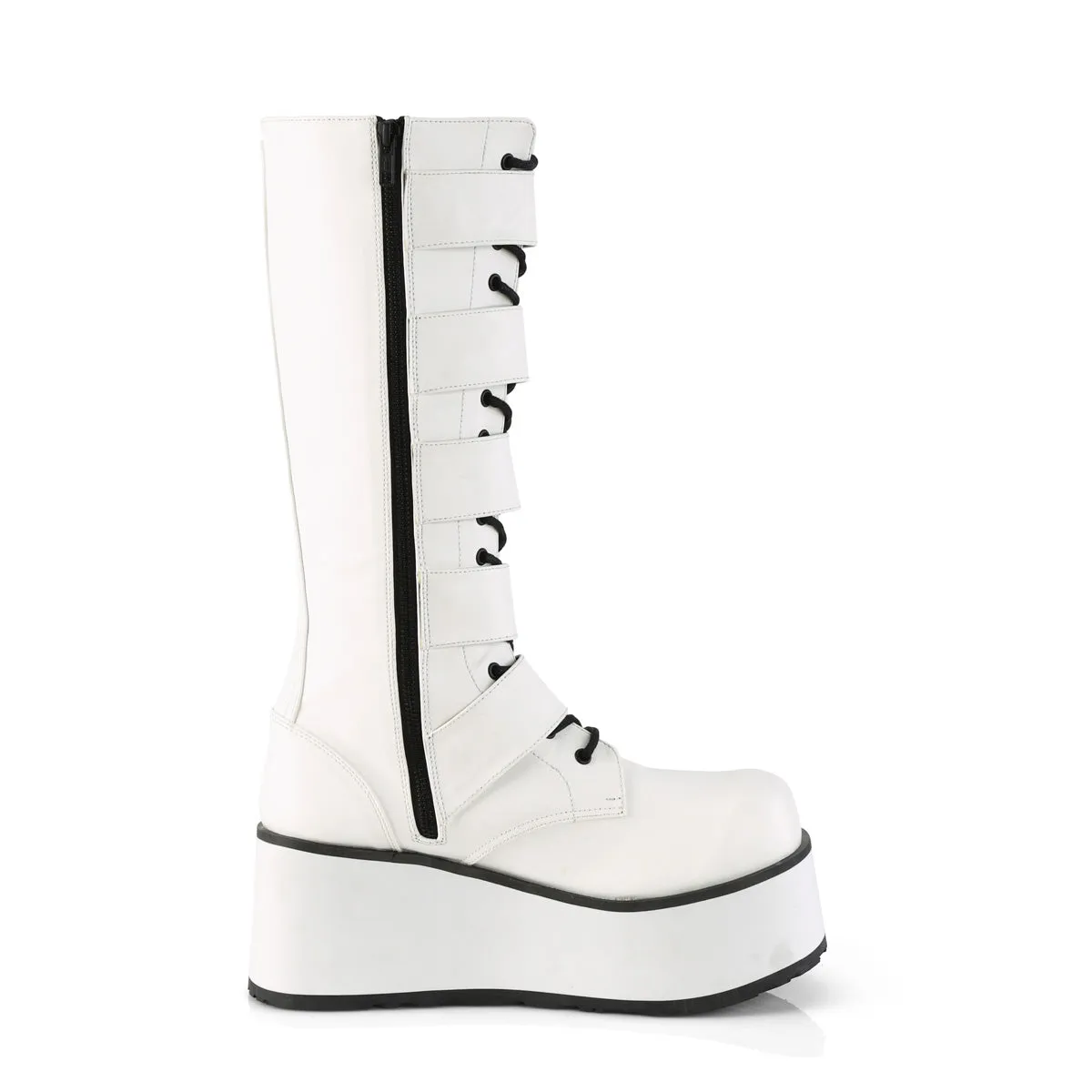 Trashville 518 White Vegan Leather Platform Knee Boots