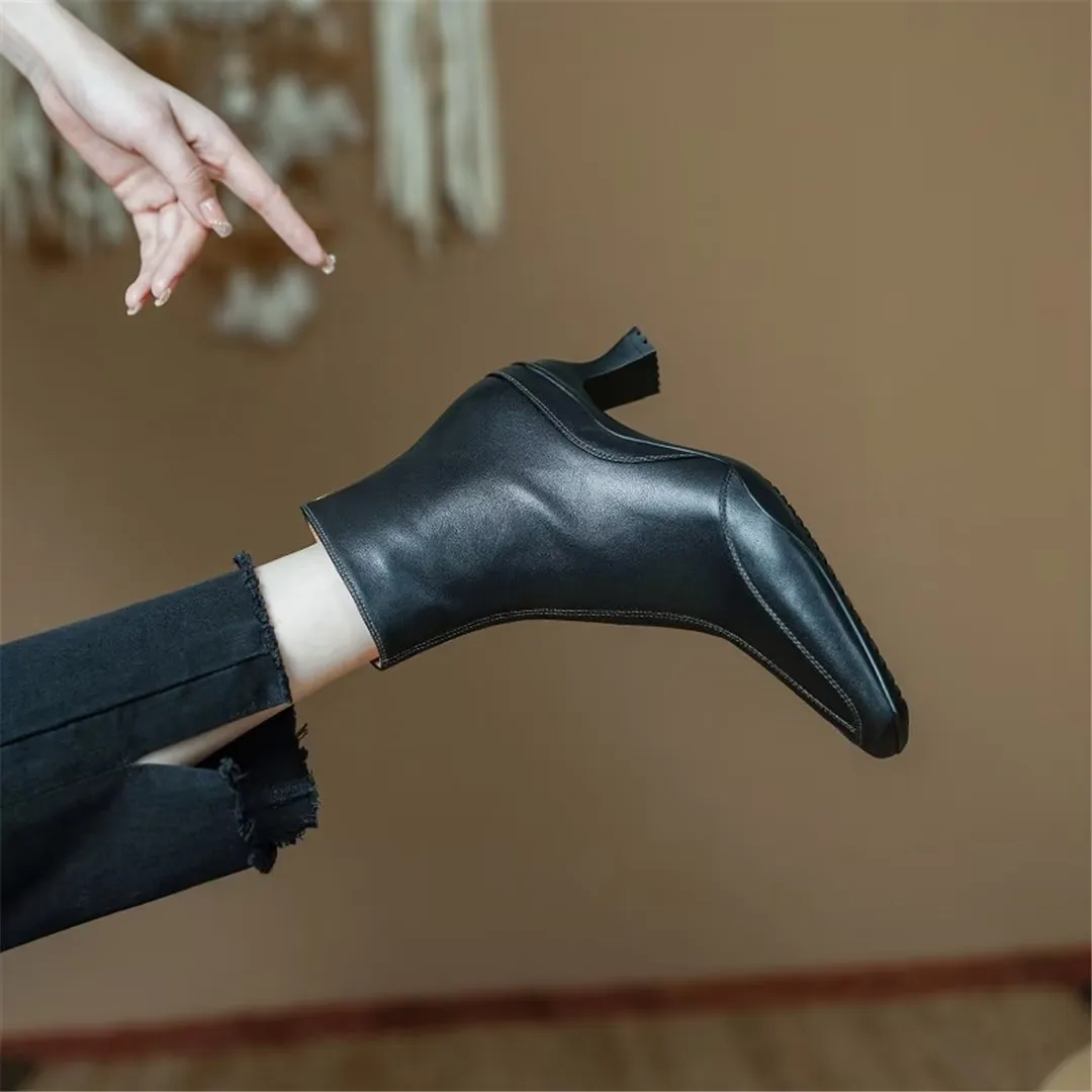 Veltique Stylish Ankle Zip Boots