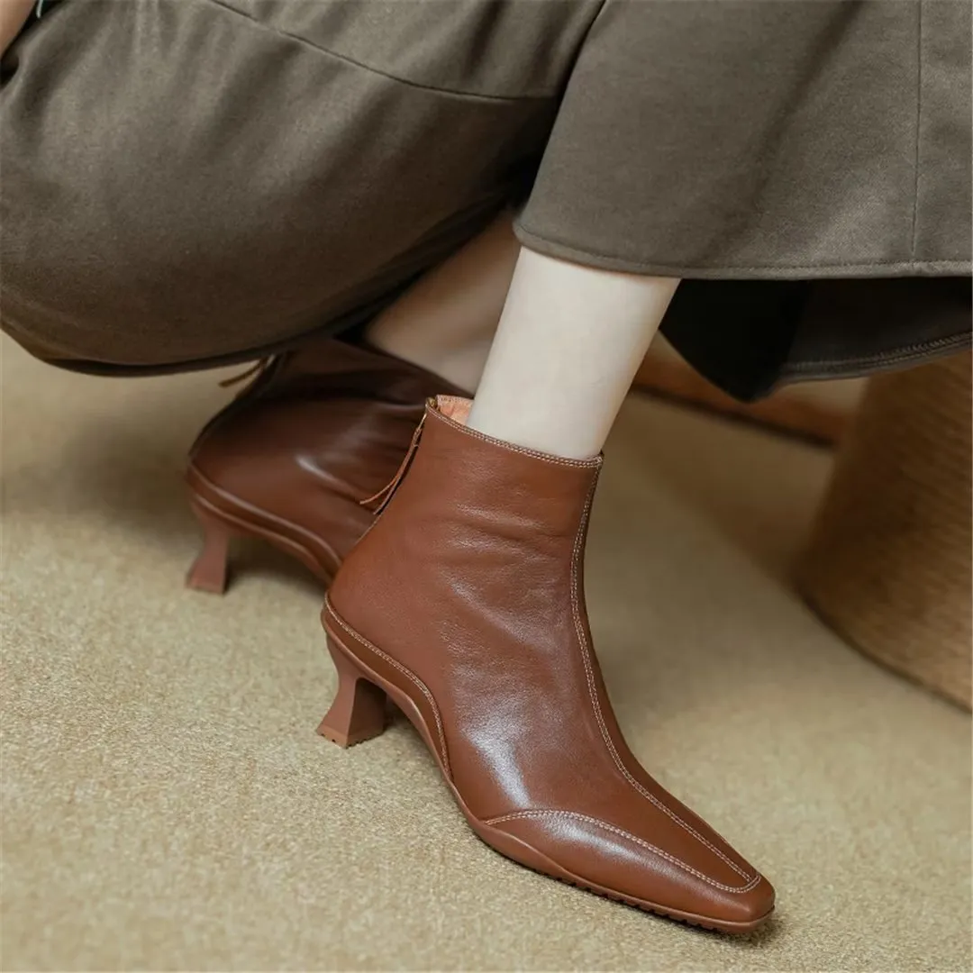 Veltique Stylish Ankle Zip Boots