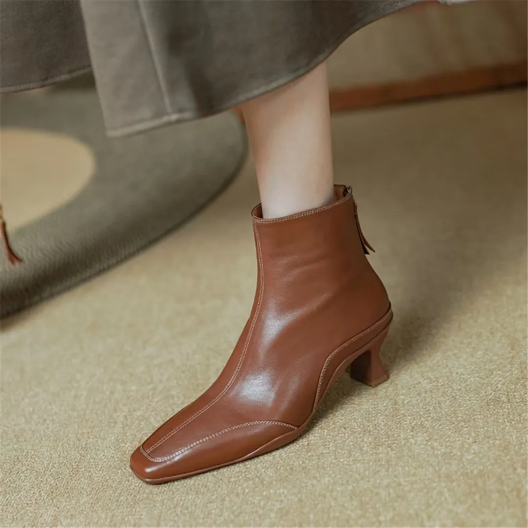 Veltique Stylish Ankle Zip Boots