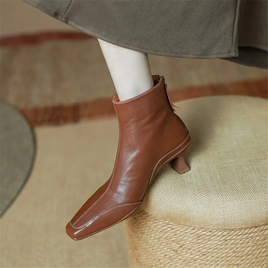Veltique Stylish Ankle Zip Boots
