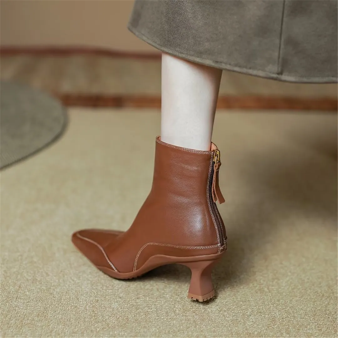 Veltique Stylish Ankle Zip Boots