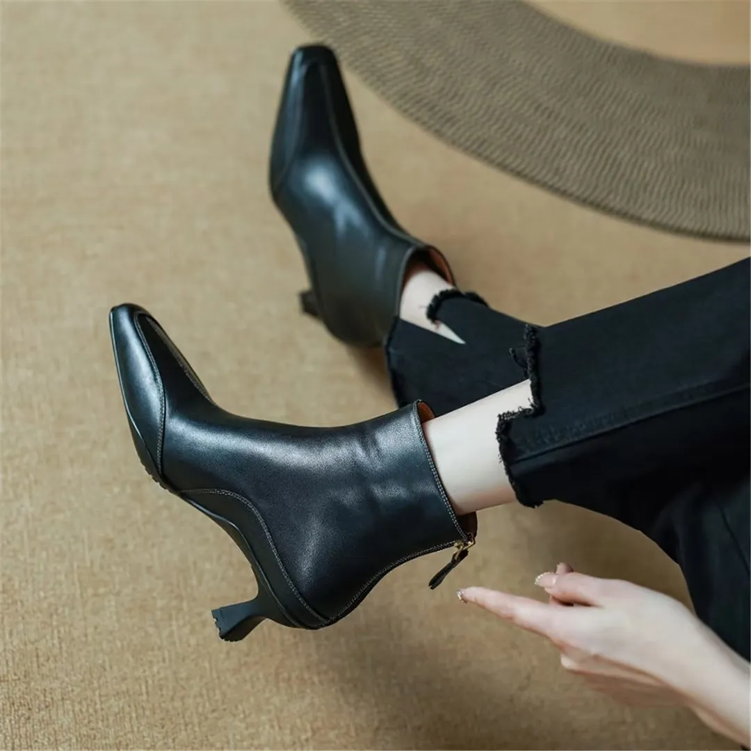 Veltique Stylish Ankle Zip Boots