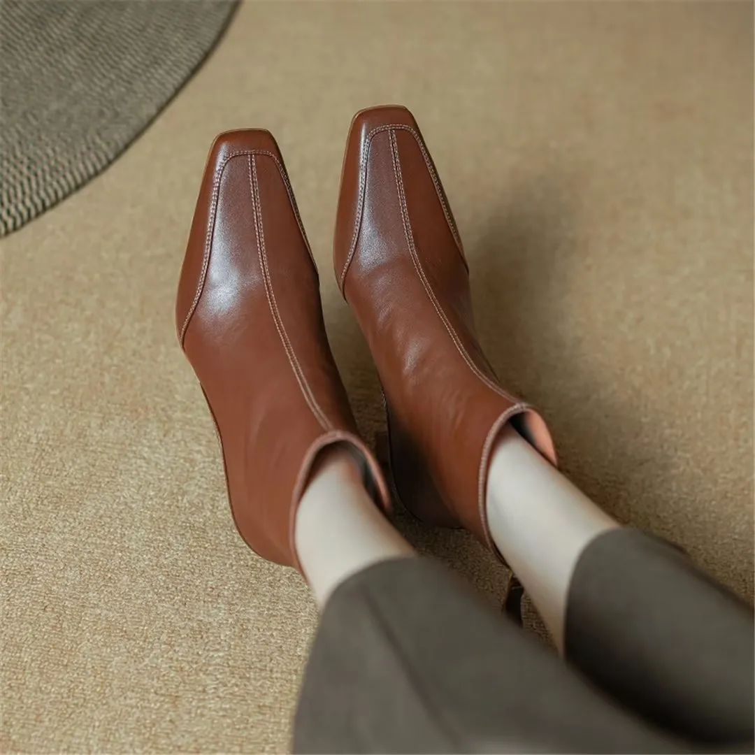 Veltique Stylish Ankle Zip Boots