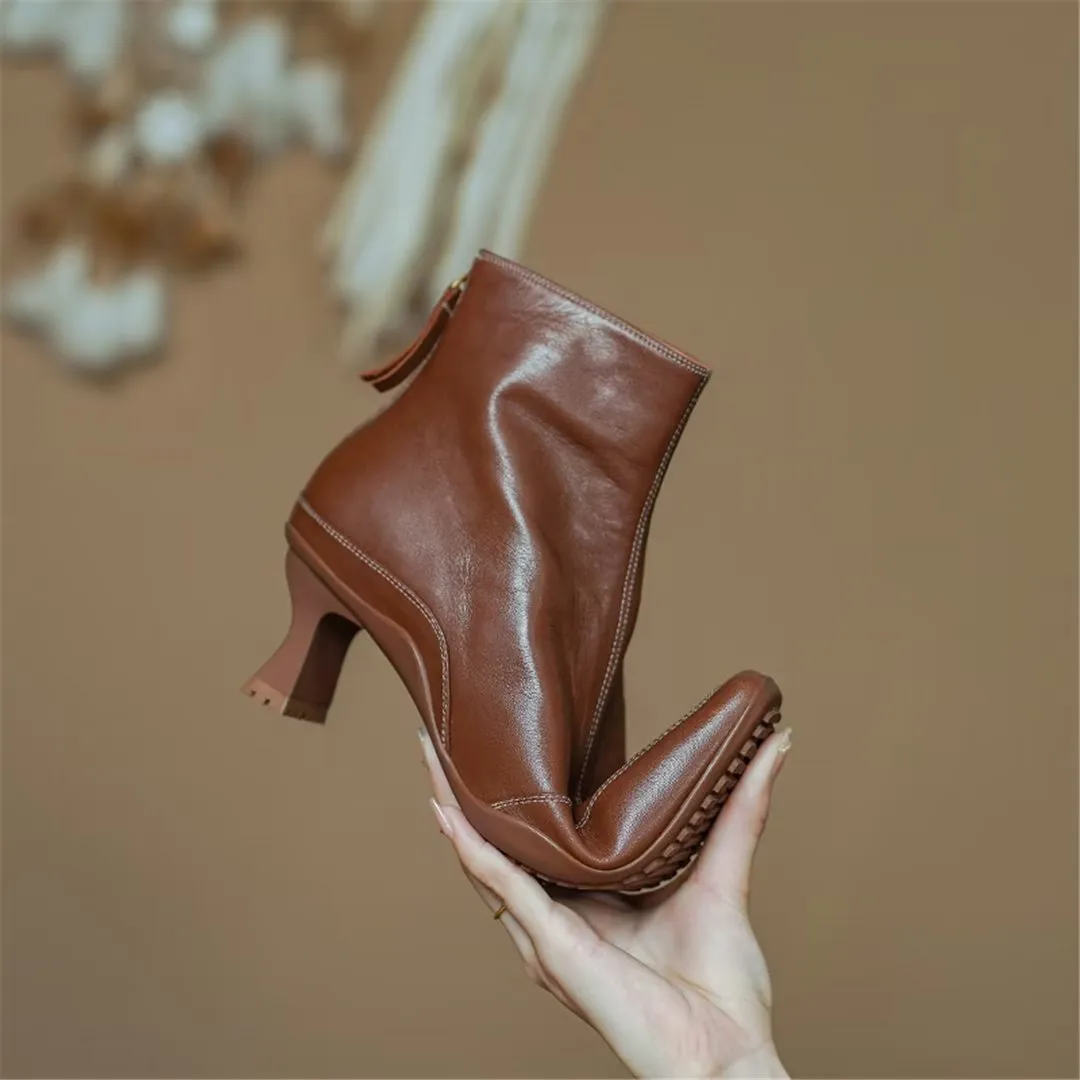 Veltique Stylish Ankle Zip Boots