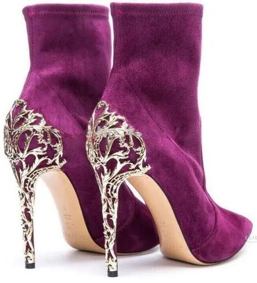 'Venice' Booties in Purple or Black