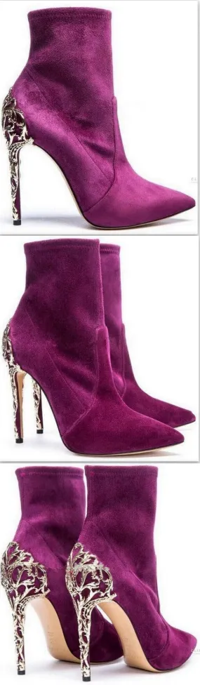 'Venice' Booties in Purple or Black