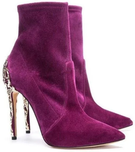 'Venice' Booties in Purple or Black