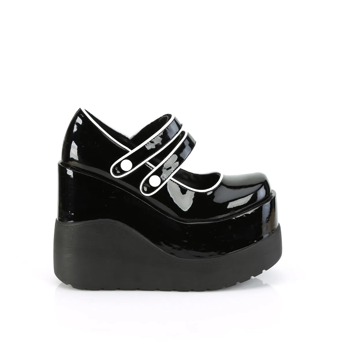 Void 37 Black Patent Platform Mary Jane Platform Shoes Demonia Direct