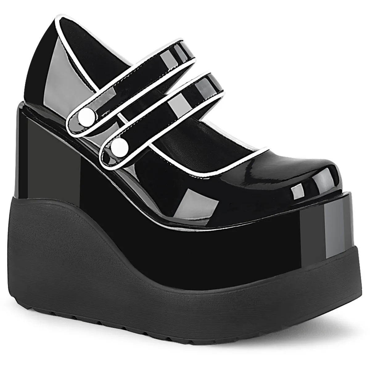 Void 37 Black Patent Platform Mary Jane Platform Shoes Demonia Direct