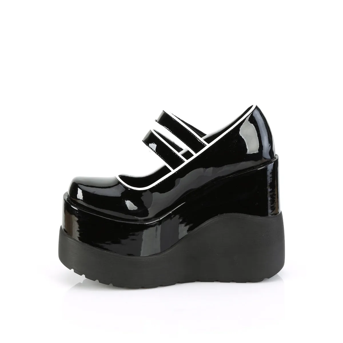 Void 37 Black Patent Platform Mary Jane Platform Shoes Demonia Direct