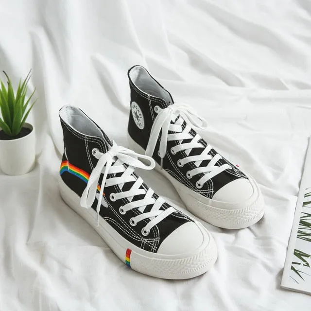 Vulcanized Women shoes High top Canvas sneakers women Mixed Colors Sport Shoe Girls School Shoes Leisure Flat chaussures femme