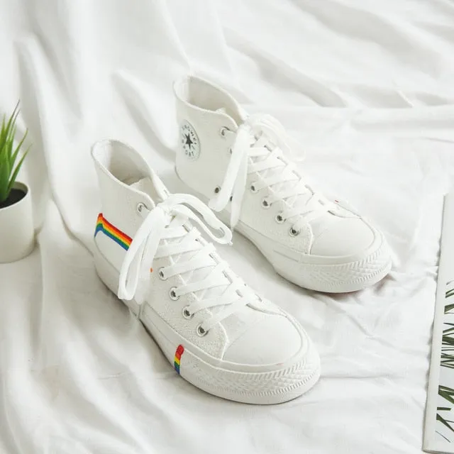Vulcanized Women shoes High top Canvas sneakers women Mixed Colors Sport Shoe Girls School Shoes Leisure Flat chaussures femme