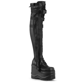 Wave 315 Black Matte 6" Platform Thigh High Boots