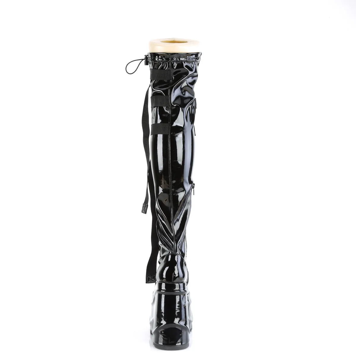Wave 315 Black Patent 6" Platform Thigh High Boots