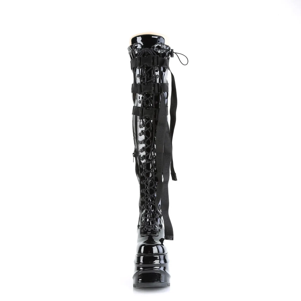 Wave 315 Black Patent 6" Platform Thigh High Boots