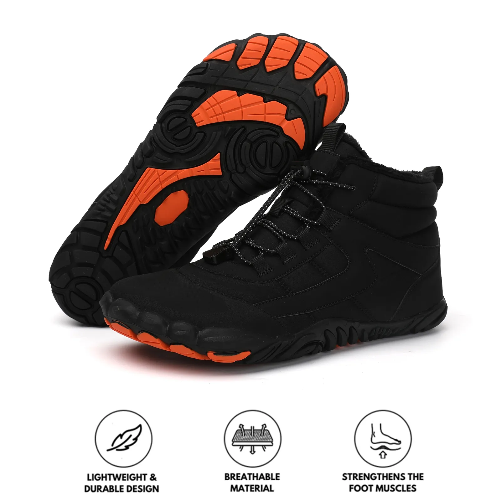 Winter Outdoor Plus Velvet Hiking Shoes Footwear Thick Warm Non-slip & Waterproof Winter Barefoot Shoe (Unisex)