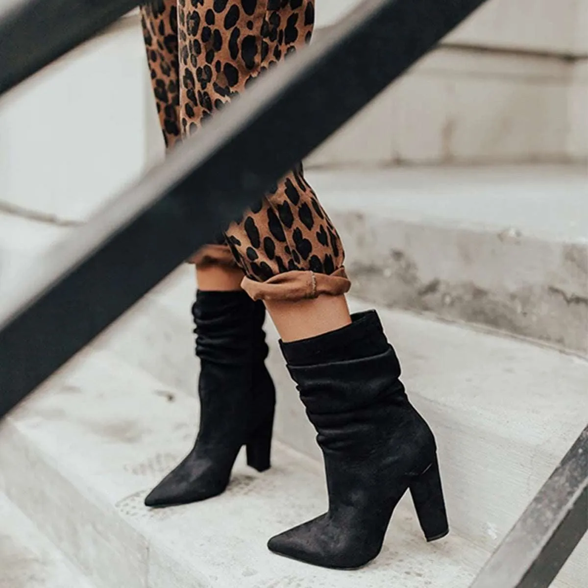 Women’s Suede High Heel Fashion Boots with Pointed Toe
