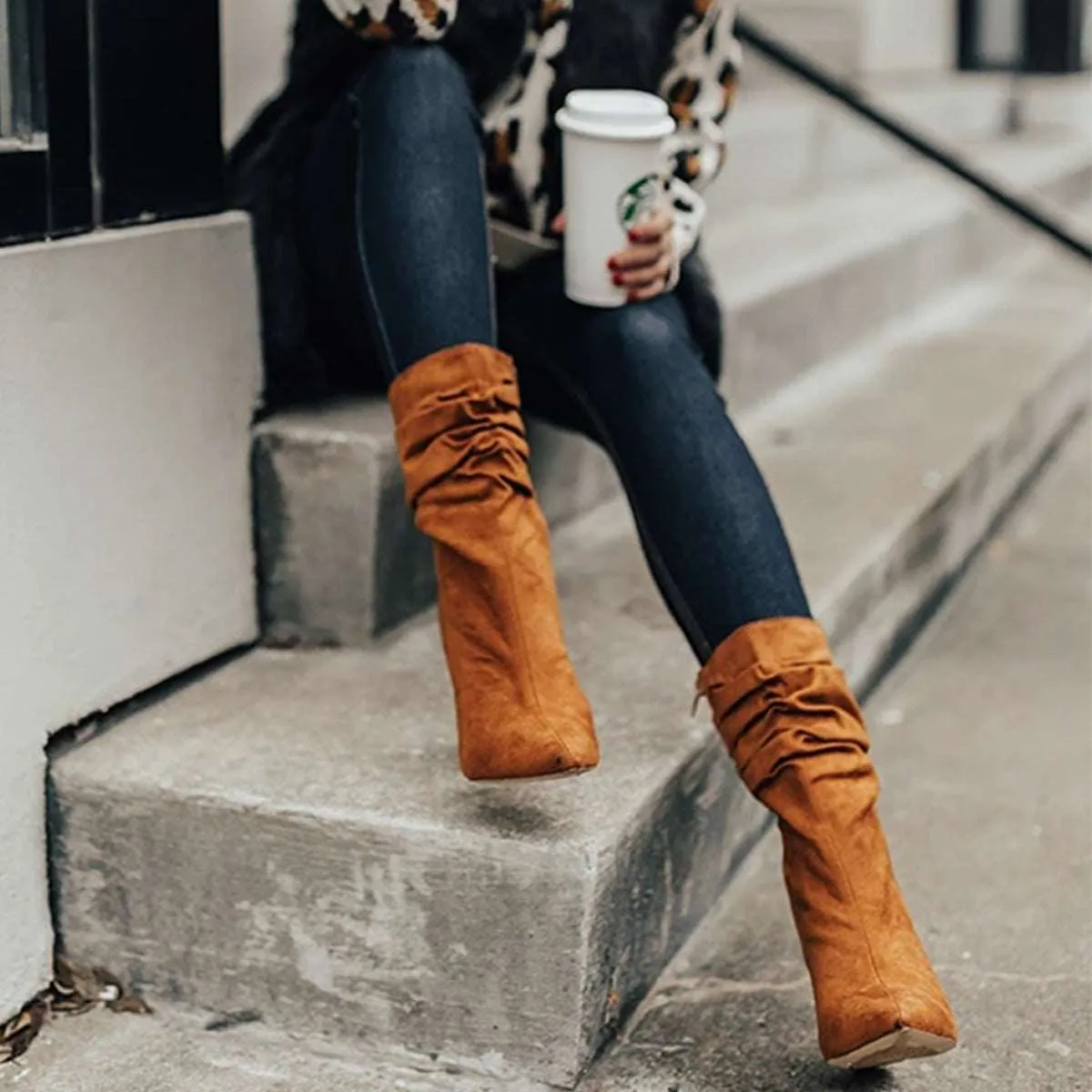Women’s Suede High Heel Fashion Boots with Pointed Toe