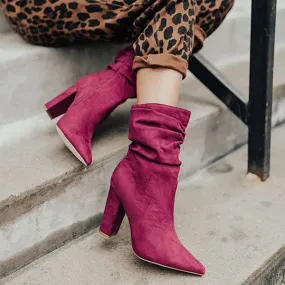 Women’s Suede High Heel Fashion Boots with Pointed Toe