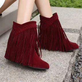 Women's Suede Tassel Ankle Boots